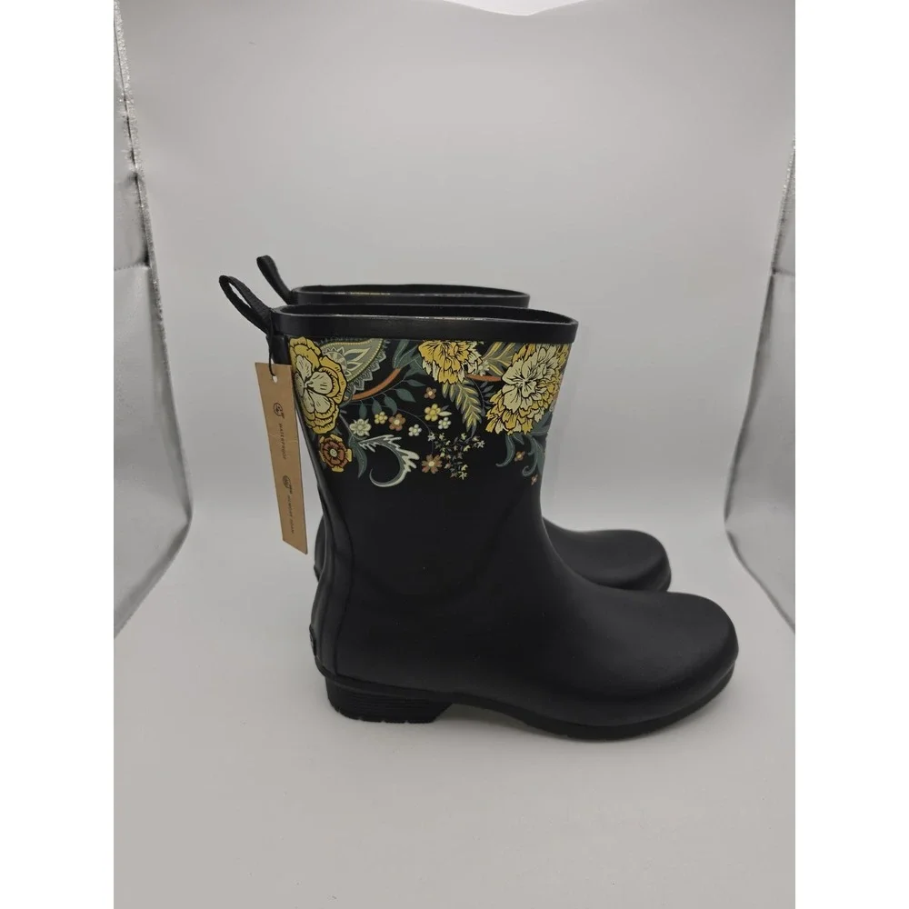 Chooka Women's Mid-Calf Waterproof Rubber Rain Boots with Vintage Print Size 8